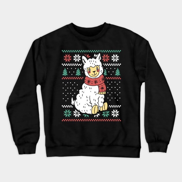 Festive Llama Holiday Cheer Crewneck Sweatshirt by Life2LiveDesign